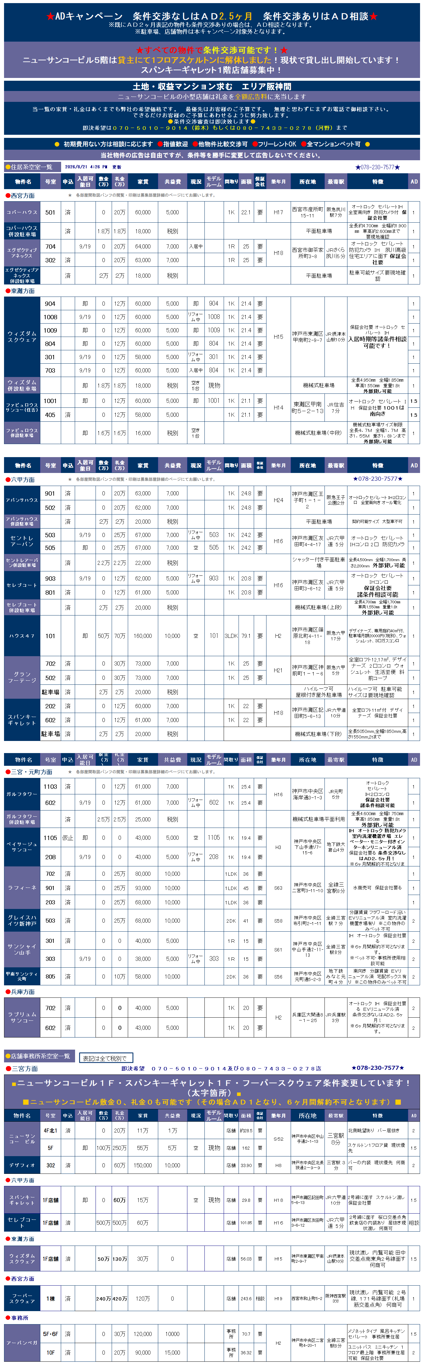 0821空室一覧